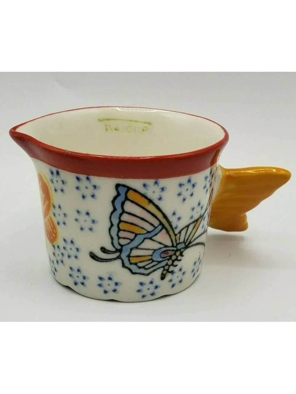 Pier 1 Butterfly Measuring Cups Set of 4 Ceramic Flowers Wing Handles